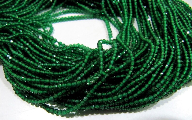 Emerald Round Faceted Beads Perfect 2mm Micro Faceted Lab Created Strand 14 inches long 