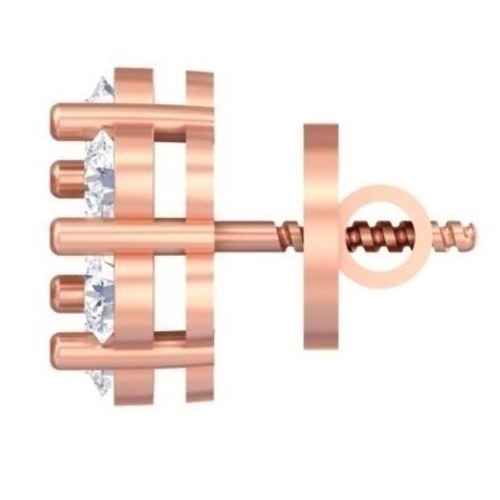 Round Diamond Cluster Stud Earrings - Diamond Carat Weight: 18 Carat