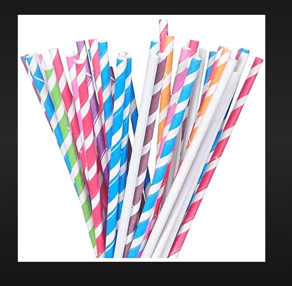 Paper Colored Straw - High-quality Paper, Available In 6, 8, & 10 Mm Sizes, Multicolor Options With Plain And Striped Patterns - Eco-friendly For Events