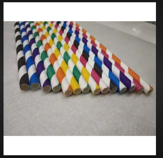Paper Colored Straw - High-quality Paper, Available In 6, 8, & 10 Mm Sizes, Multicolor Options With Plain And Striped Patterns - Eco-friendly For Events