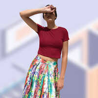 Half Sleeve Crop Top - Bust Size: Varies With Size (e.g. S: 32/81cm