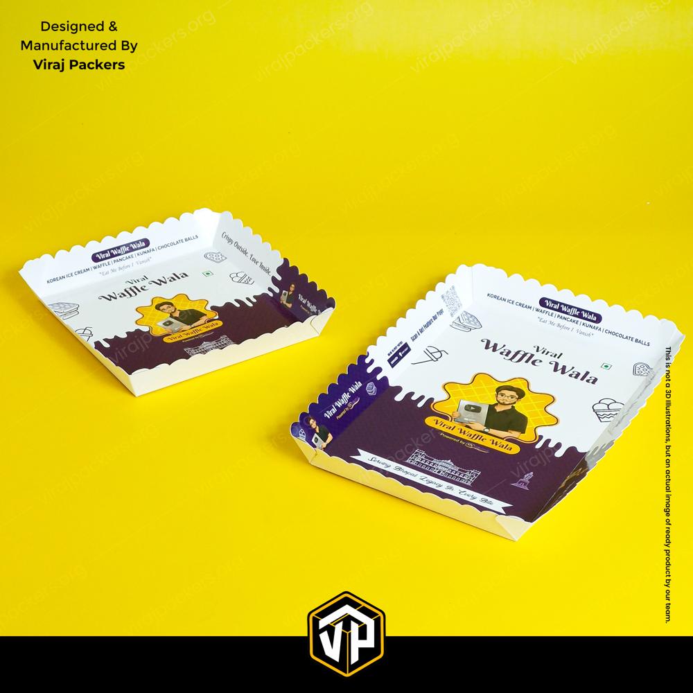 Eco Friendly Disposable Paper Tray Custom Printed Food Serving Tray - Coating Type: Gloss Lamination