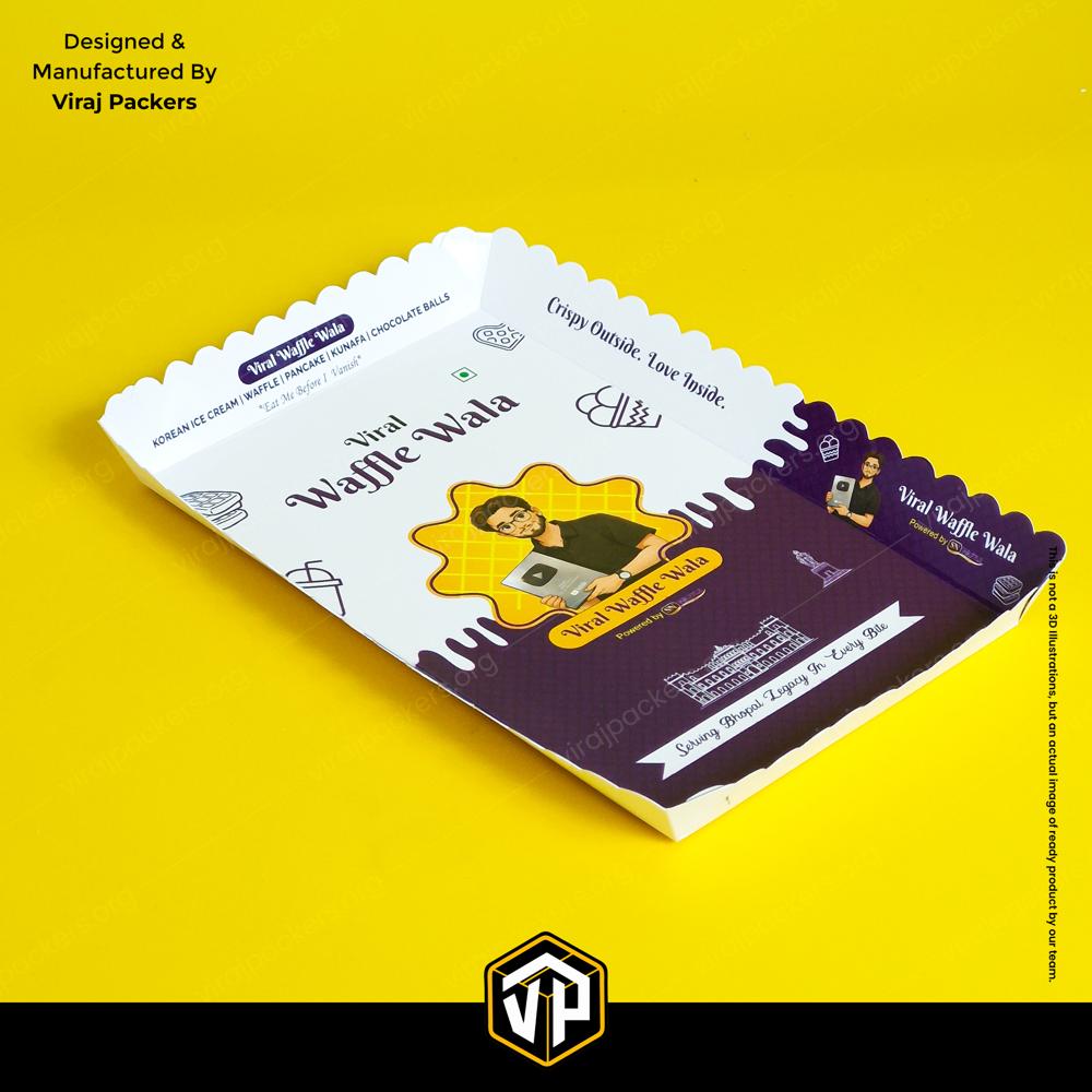 Eco Friendly Disposable Paper Tray Custom Printed Food Serving Tray