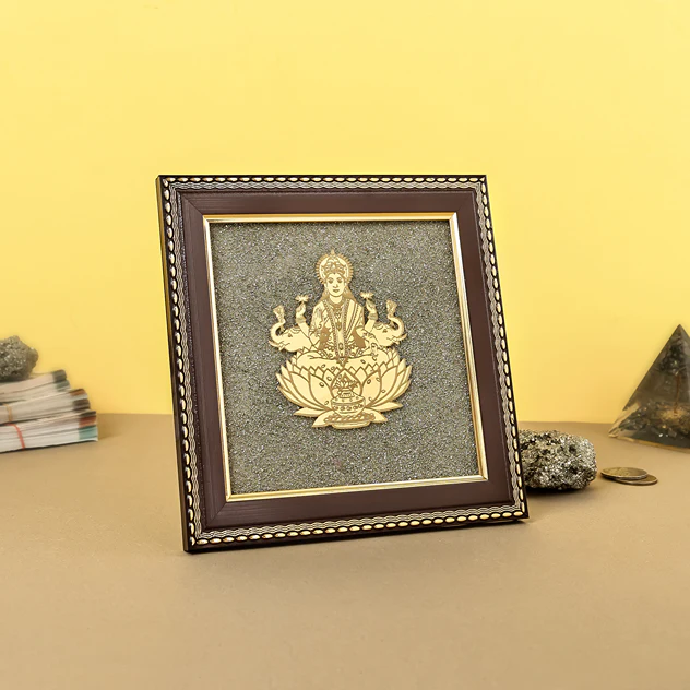 Gayatri Mantra Raw Pyrite Frame for Wisdom and Light