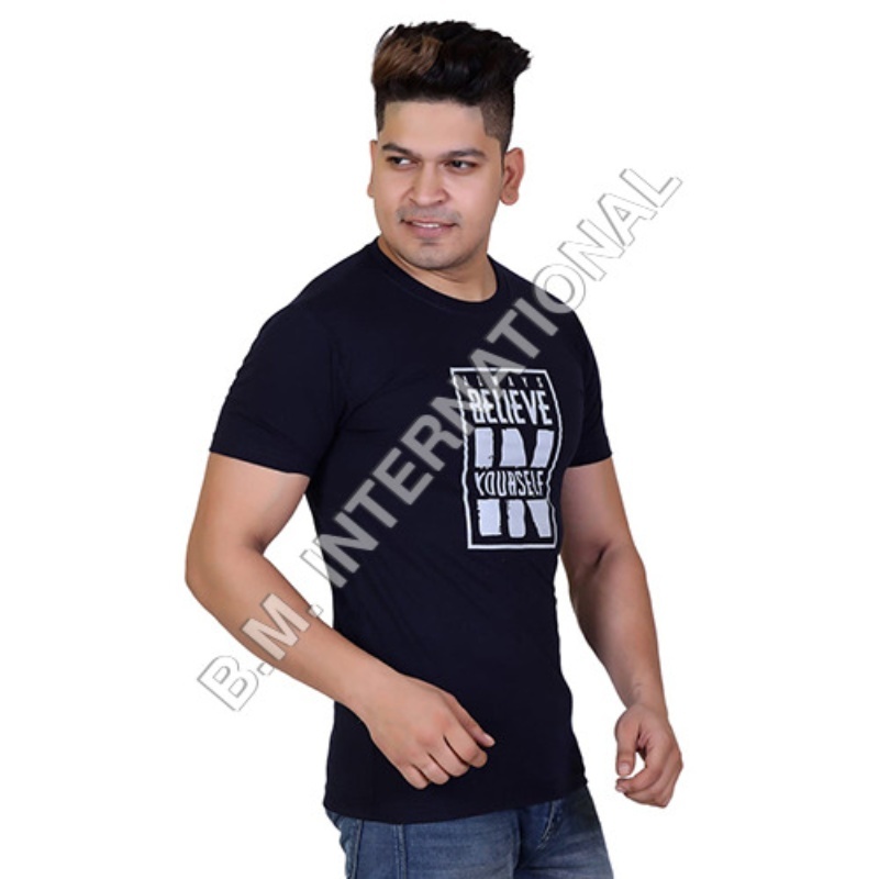 Customized Men T-Shirt - Sterling Cotton 160-180 GSM, White with Digital Print | Regular Fit, Crew Neck, Half Sleeve, Customizable