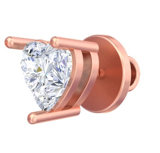 Heart-Cut Diamond Solitaire Stud Earrings