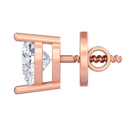 Heart-Cut Diamond Solitaire Stud Earrings