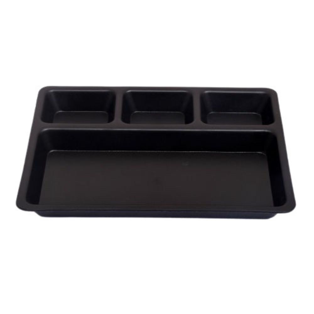 Durable Plastic Compartment Plate Tray For Cafeteria, Mess, And Institutional Use - Color: Black