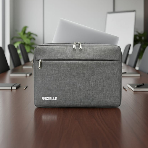 Grey Color Laptop Sleeve With Pouch