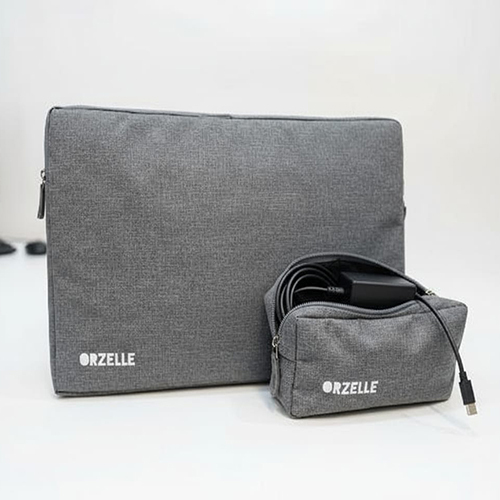 Grey Color Laptop Sleeve With Pouch