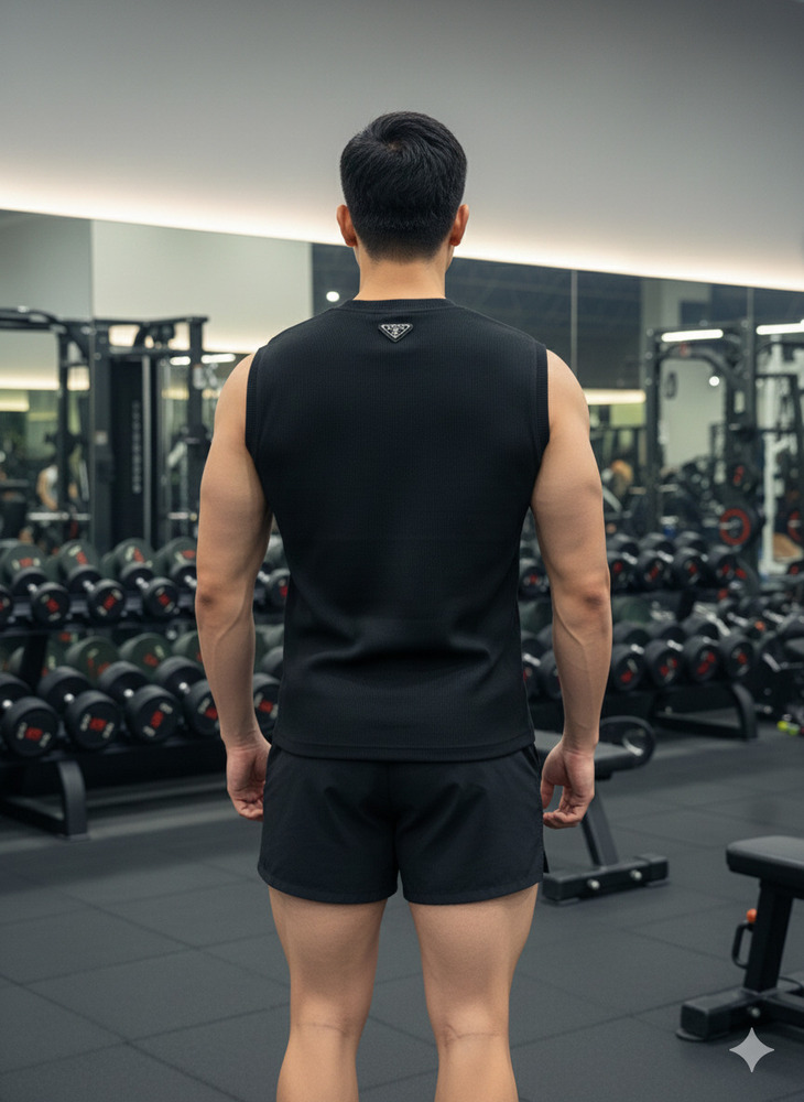 01_Men's Black Color Waist T Shirt.