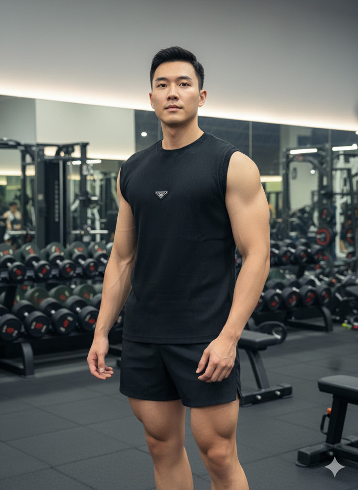 03_Men's Black Color Waist T Shirt.