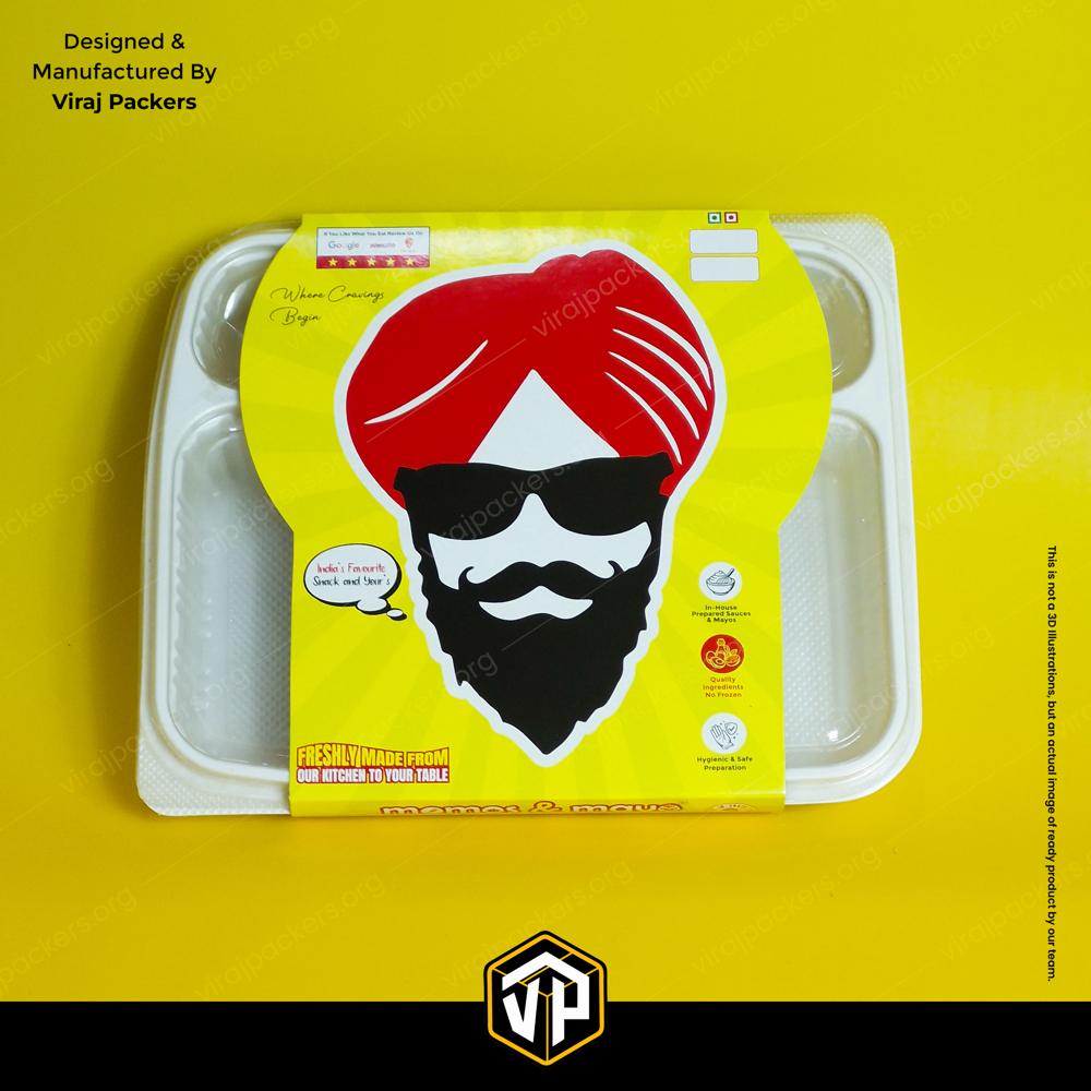 Custom Printed Thali Packaging Sleeve Food Tray Sleeve Disposable Thali Cover