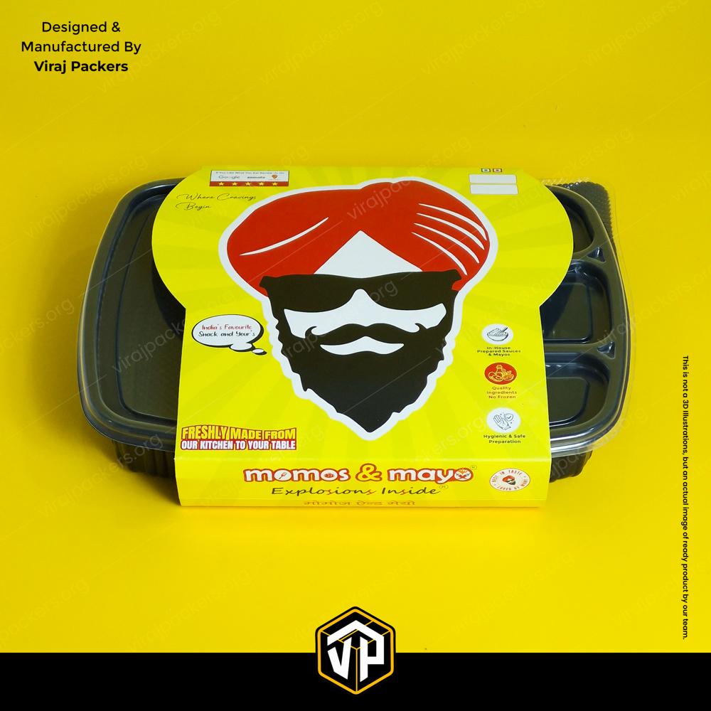 Custom Printed Thali Packaging Sleeve Food Tray Sleeve Disposable Thali Cover