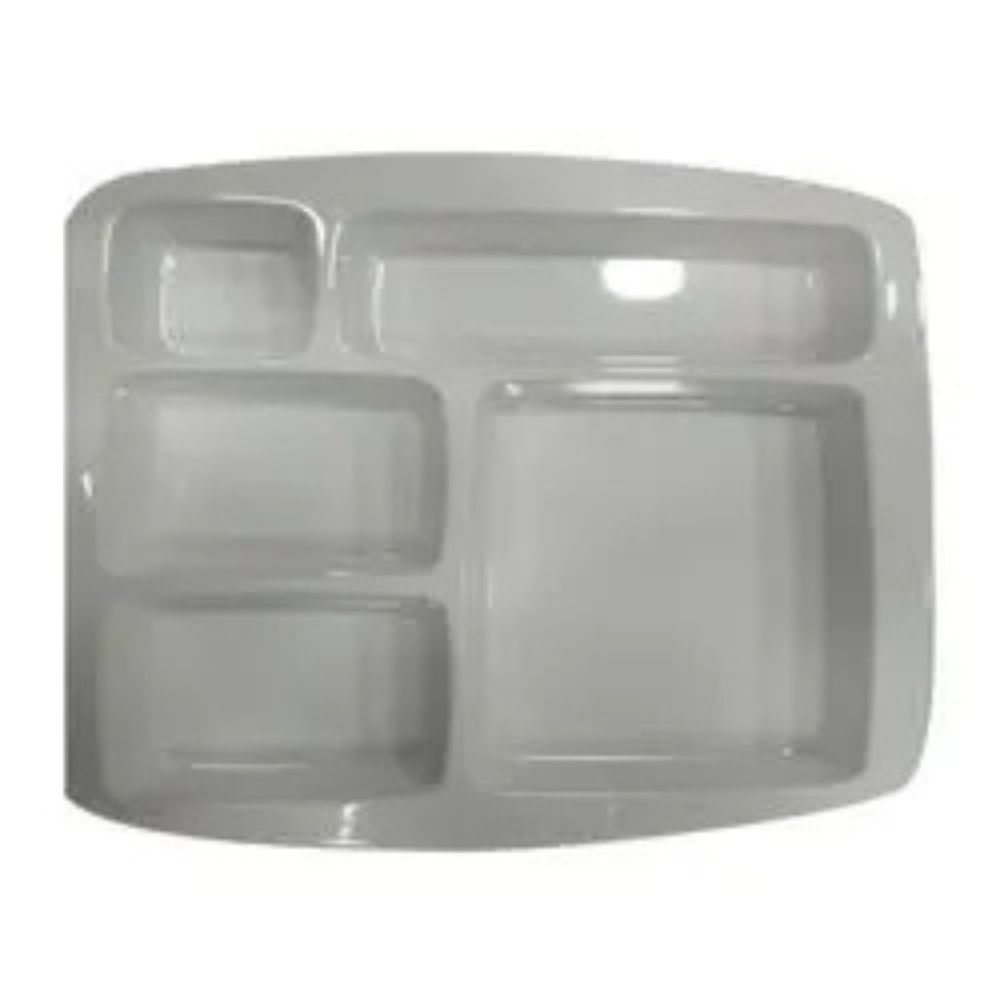 High Quality Plastic Compartment Plate Tray For Restaurant And Mess Serving - Color: Grey