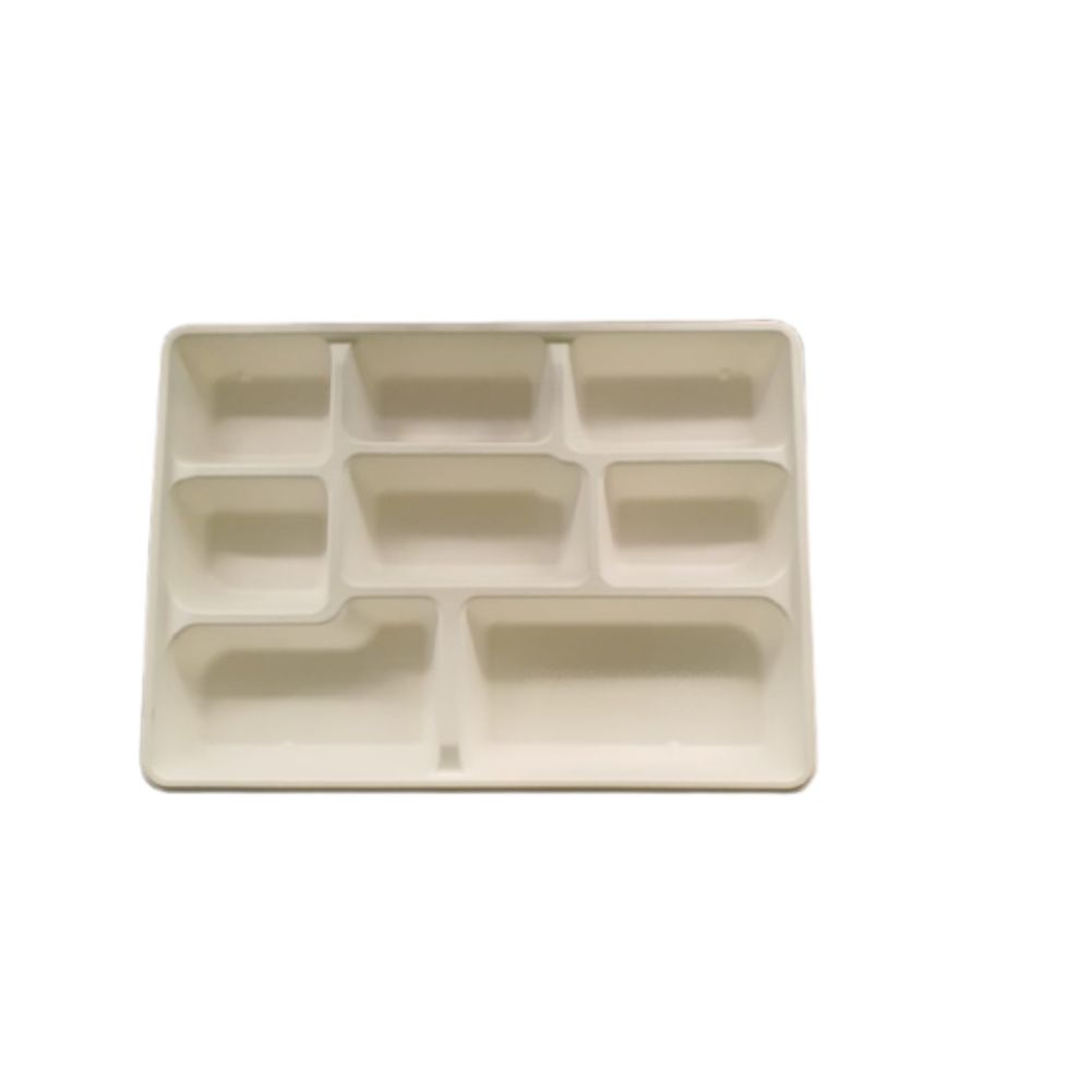 Plastic Divided Plate Tray For Mess, School Lunch And Institutional Kitchens - Color: Off White