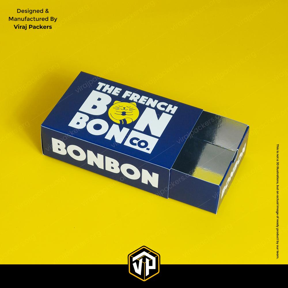 Premium Sliding Waffle Box with Silver Lamination Drawer Style Food Packaging Box