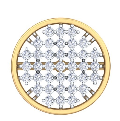 Geometric Round Pave Disco Stud Earrings