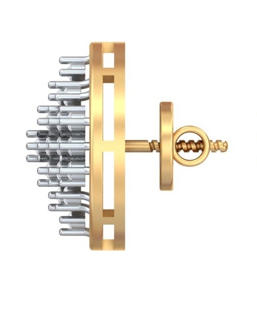 Geometric Round Pave Disco Stud Earrings