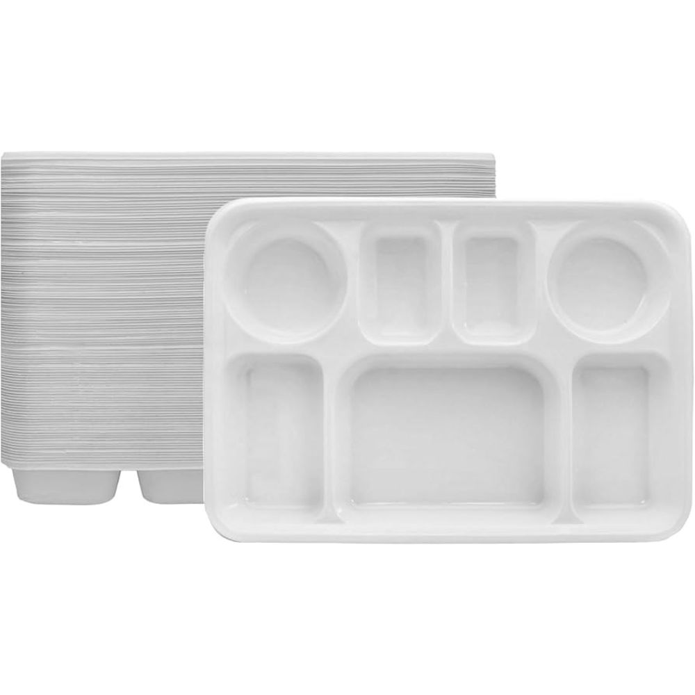 Reusable Plastic Mess Tray Plate with 4/5 Compartments for Food Serving
