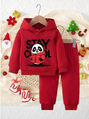 Stay Cool Full Red Hoodie Set For Kids