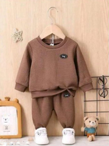 Kids Boys Full Sleeve Brown Clothing Set