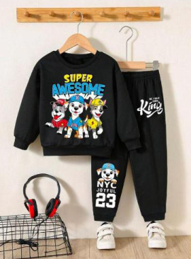 Full Sleeve Super Awesome Black Combo Set For Kids