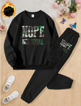 Nope Not Today Kids Girls Top Bottom Set