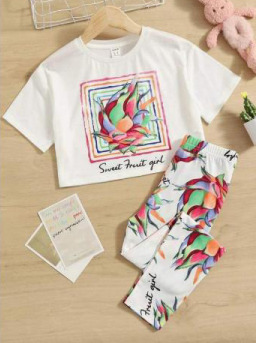 Sweet Fruit Girls Top Bottom Set For Kids