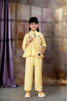 Yellow Hello Kitty Girls Top Bottom Set