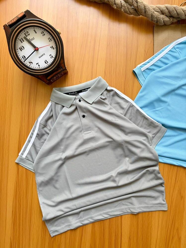 Light Grey Color  Coller T Shirt