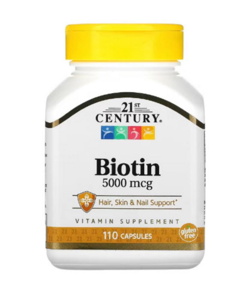 21St Century, Biotin, 5,000 Mcg, 110 Capsules - Best Before: See Base Of Bottle For Date