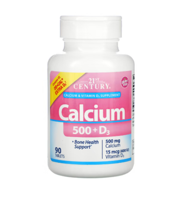 21st Century, Calcium 500 + D3, 15 mcg (600 IU), 90 Tabletsb