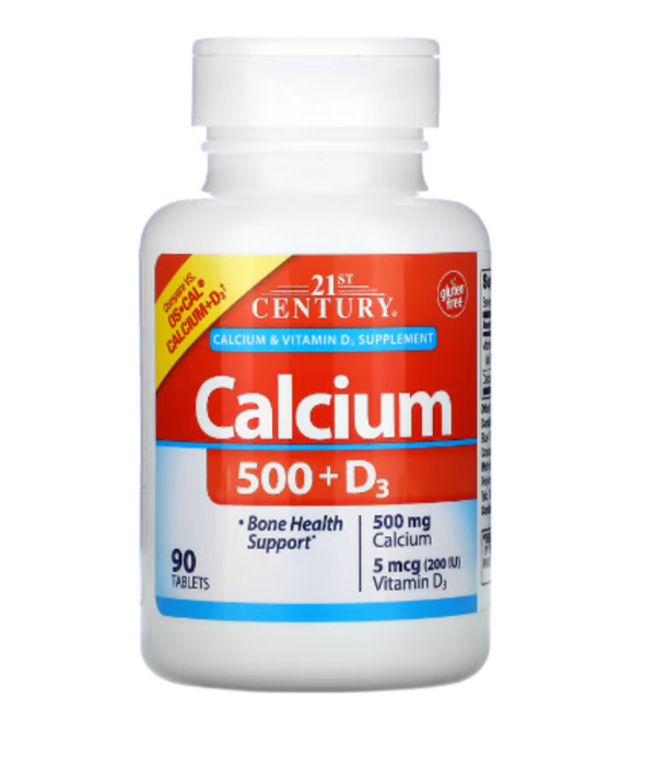 21st Century, Calcium 500 + D3, 5 mcg (200 IU), 90 Tablets