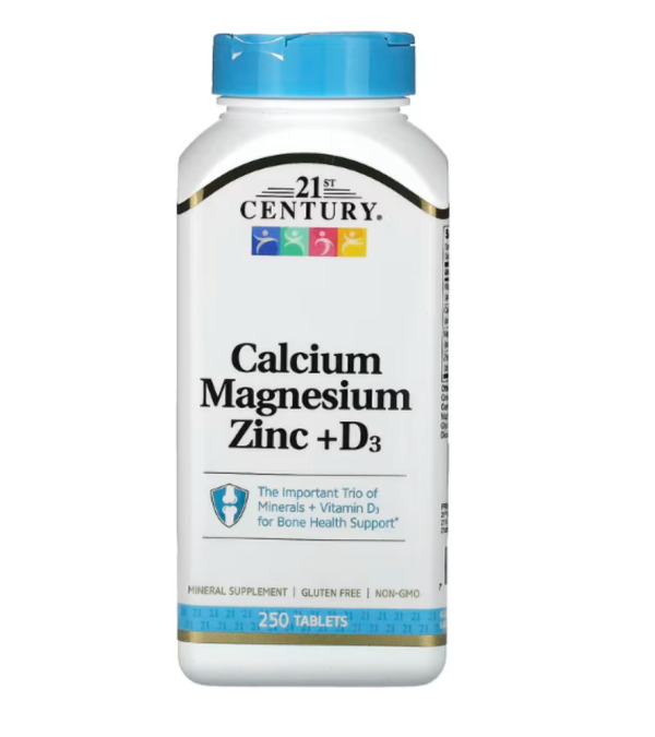 21st Century, Calcium Magnesium Zinc + D3, 250 Tablets