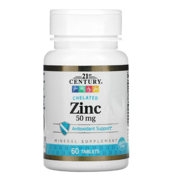 21st Century, Chelated Zinc, 50 mg, 60 Tablets