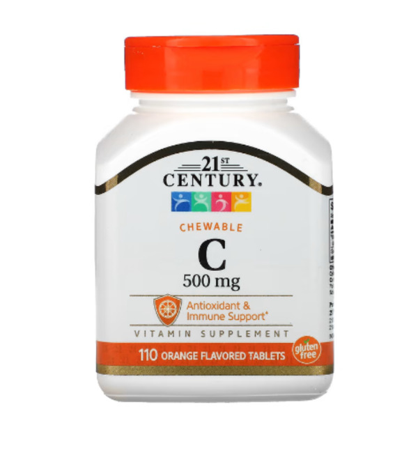 21st Century, Chewable C, Orange Flavor, 500 mg, 110 Tablets