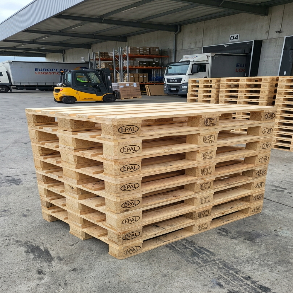 Wooden Pallets - Durable Wood Material, Various Sizes Available - Natural Brown Color, 2-way Handlift Design For Easy Handling
