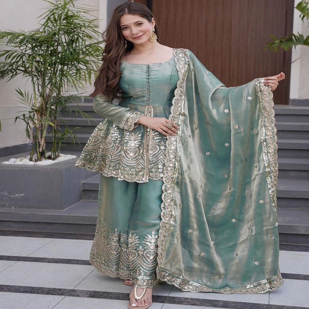Firozi Koyal Suit - Bust Size: 32-40 Inch (In)
