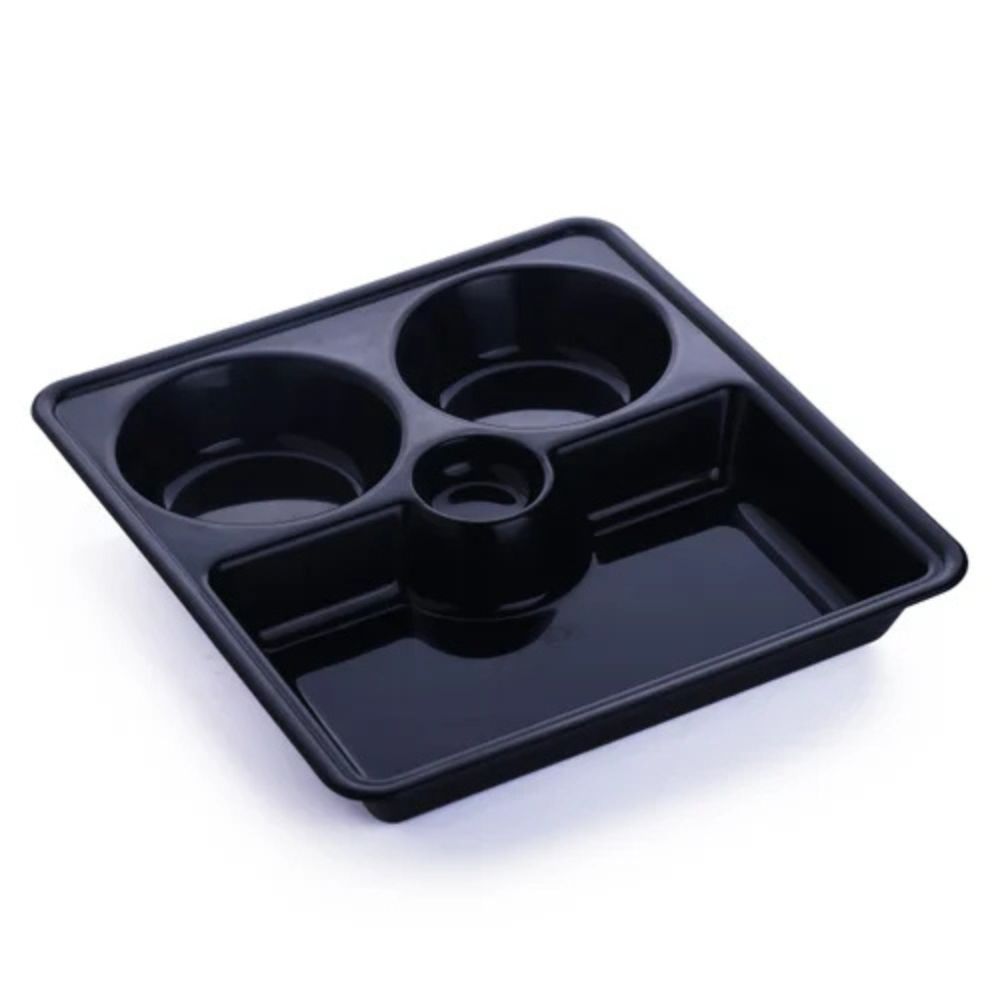 Food Grade Plastic Lunch Tray With Compartments For Mess, Restaurant And Catering Services - Color: Black