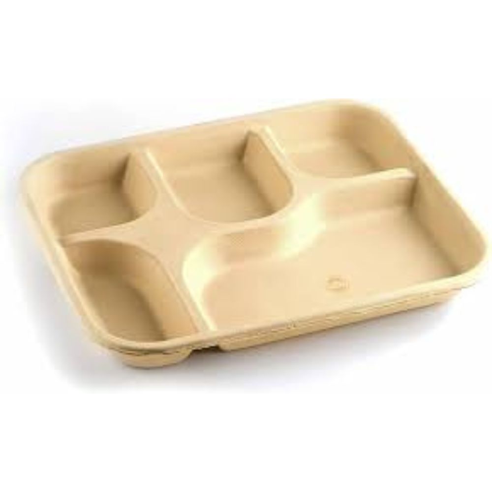 Durable Plastic Thali Tray with Multiple Sections for Mess Serving, Easy to Clean and Stackable