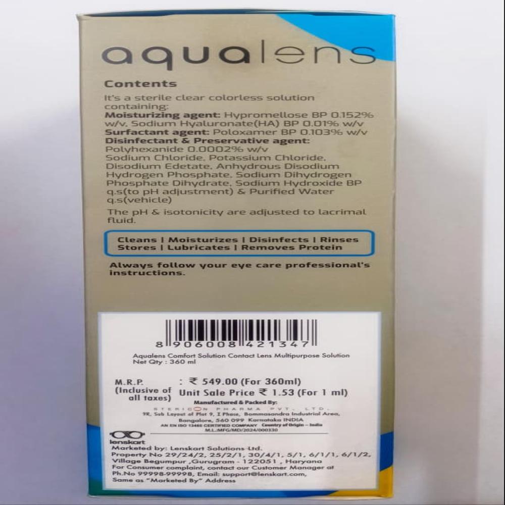 Aqualens Comfort Solution 360ml - Lenses Color: Transparent