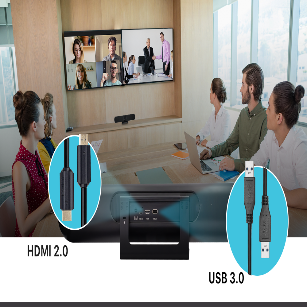 Video Conferencing Soundbar with 4K Camera, Mic & Speaker for Hybrid Meetings
