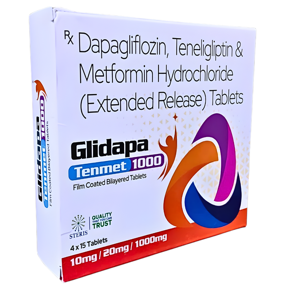 Dapagliflozin 10 mg,Teneligliptin 20 mg & Metformin Hydrochloride 1000 mg (Extended Release) Tablets