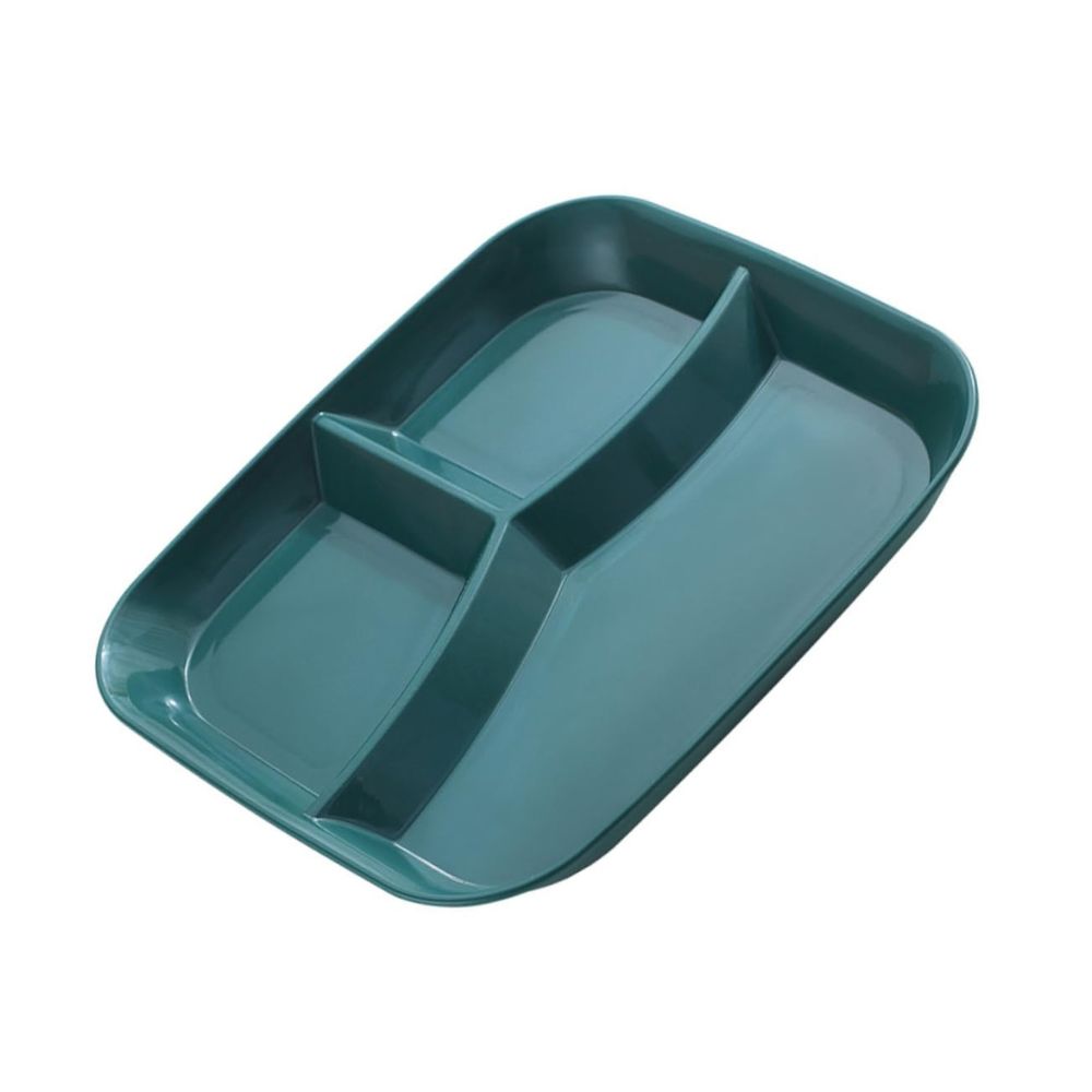 Plastic Partition Tray Plate For Mess Serving Rice, Dal, Sabzi And Roti In Canteens - Color: Blue