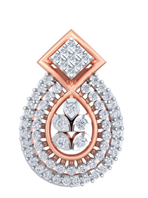 Eleganza Teardrop & Rhombus Halo Earrings - Diamond Carat Weight: 18 Carat