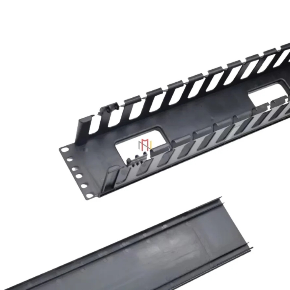 2u Pvc Cable Manager - Durable Pvc, 19-inch Rack Mount, Black, Fire Retardant | Removable Slotted Front Plate, Multiple Cable Slots