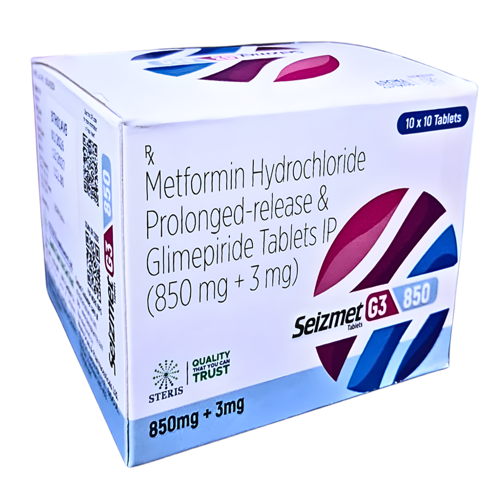 Metformin Hydrochloride Prolonged-release 850 Mg And Glimepiride Ip 3 Mg Tablets - Life Span: 24 Months (check Expiry On Packaging)