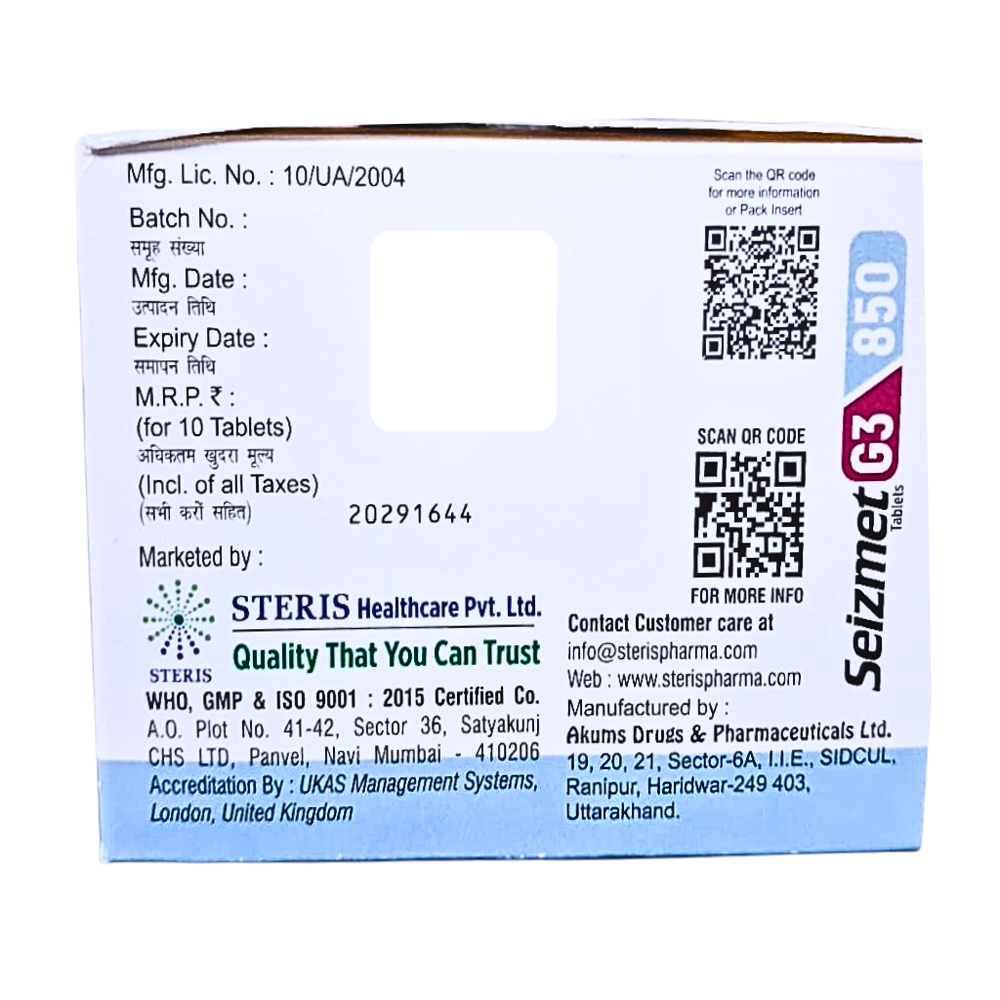 Metformin Hydrochloride Prolonged-release 850 mg and Glimepiride IP 3 mg Tablets