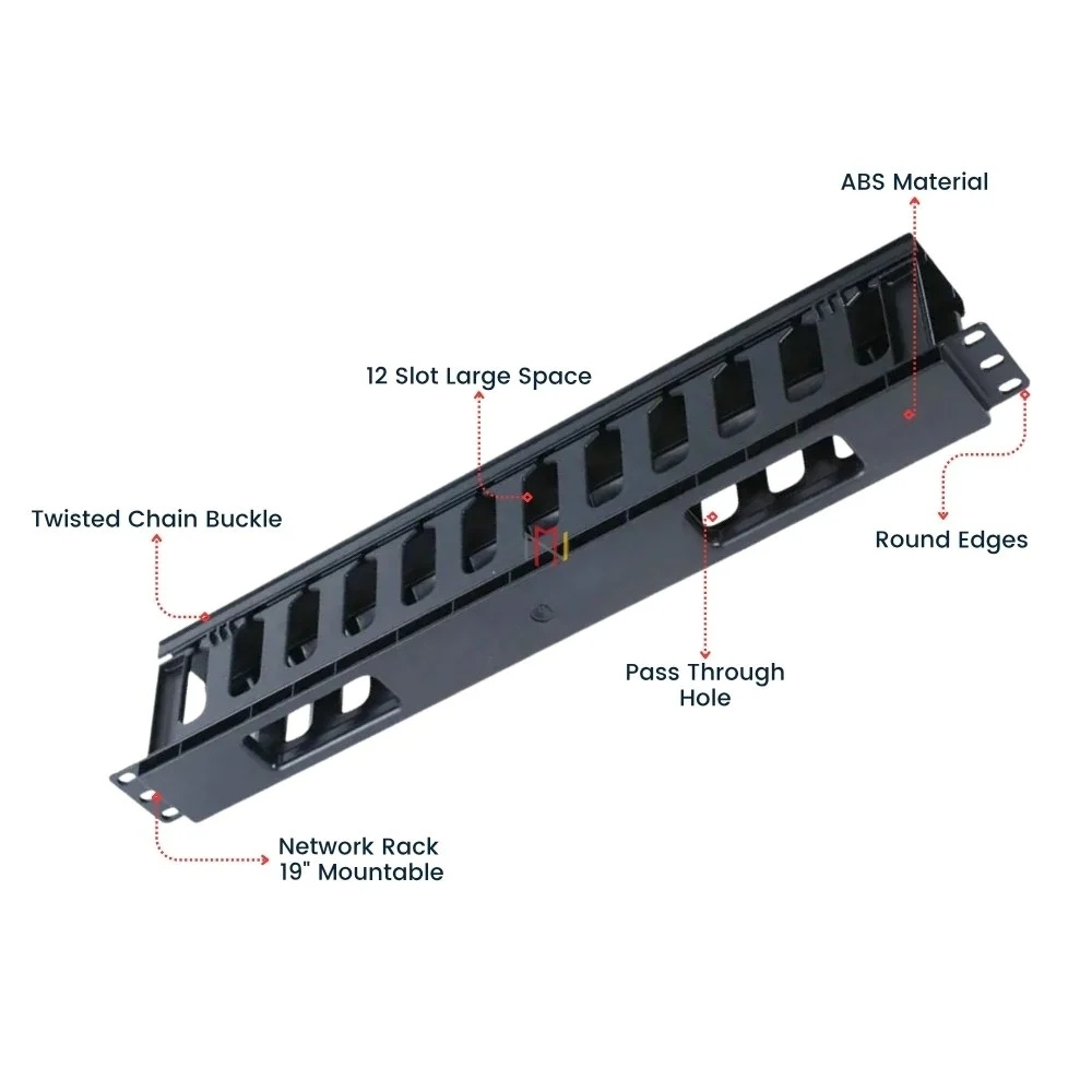 Plastic 1u Pvc Cable Manager, For Rack - Color: Black